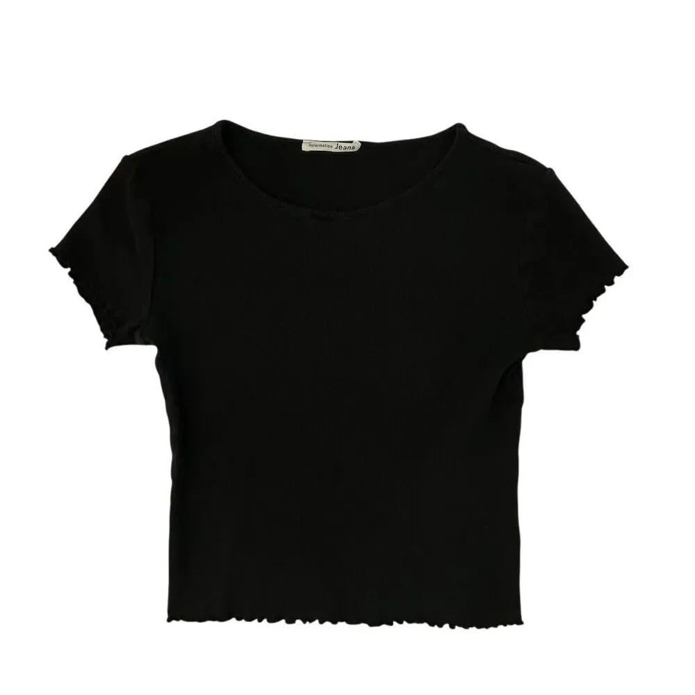 Reformation Women's XS Black Cropped Lowen Tee Short Sleeve Casual Top - Picture 7 of 11